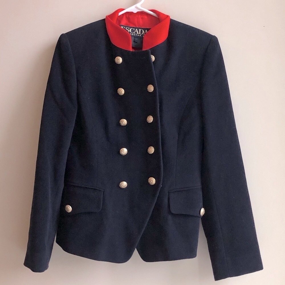 Vintage Escada Military Style Wool Blazer Size 38